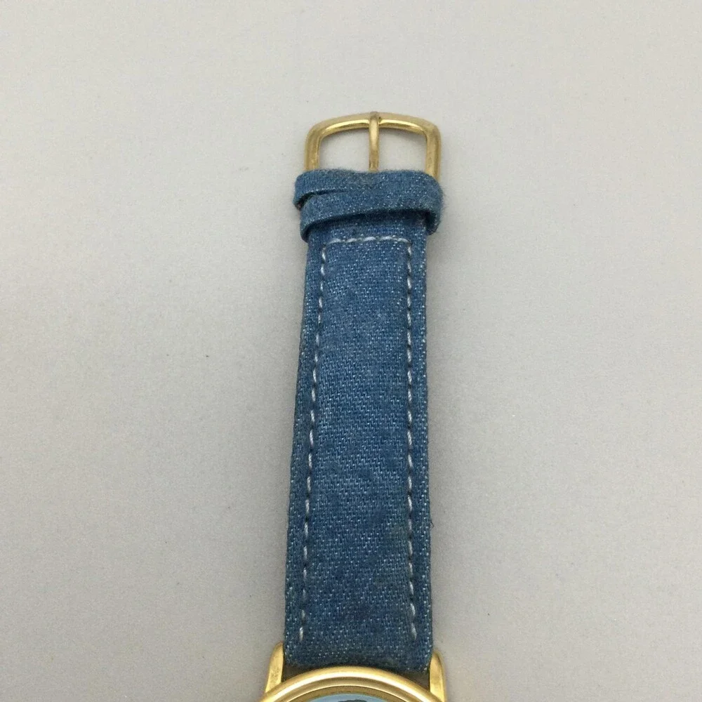 Vintage Snowden Womens Watch 34mm SNOQA09B-20 Denim Strap Snowman New Battery